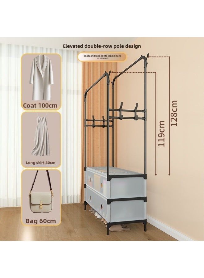 Happy Home Double Clothes Rack with Storage Shelves 83×28×175 cm – Sturdy and Modern Stand for Hanging Clothes, Coats, Dresses, Scarves, and Bags with Bottom Shelves for Shoes and Accessories, Practical Design Ideal for Organizing Bedrooms, Small Rooms, Hallways, or Apartments, Maximizing Space and Keeping Everything Neat-Black - Image 3